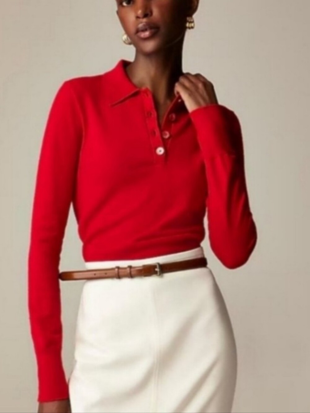 J. Crew Cashmere Blend Polo Sweater Lightweight Long Sleeve